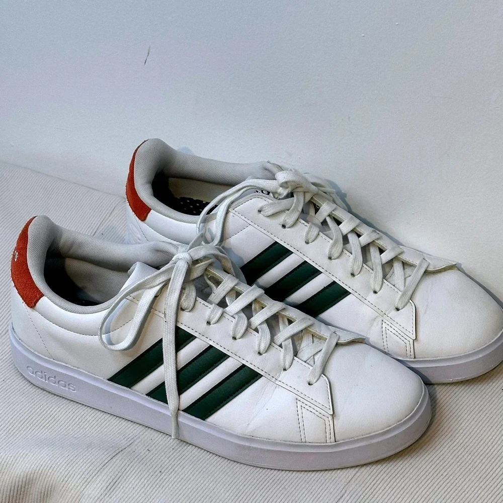 Adidas Grand Court Base 2.0 Mens Size 13 White Green GW9201 Sneakers